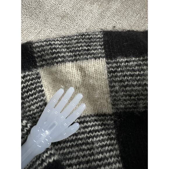 Ralph Lauren 100% Wool Buffalo Check Plaid Sweater, White Black, M Vintage Crew - Picture 3 of 16